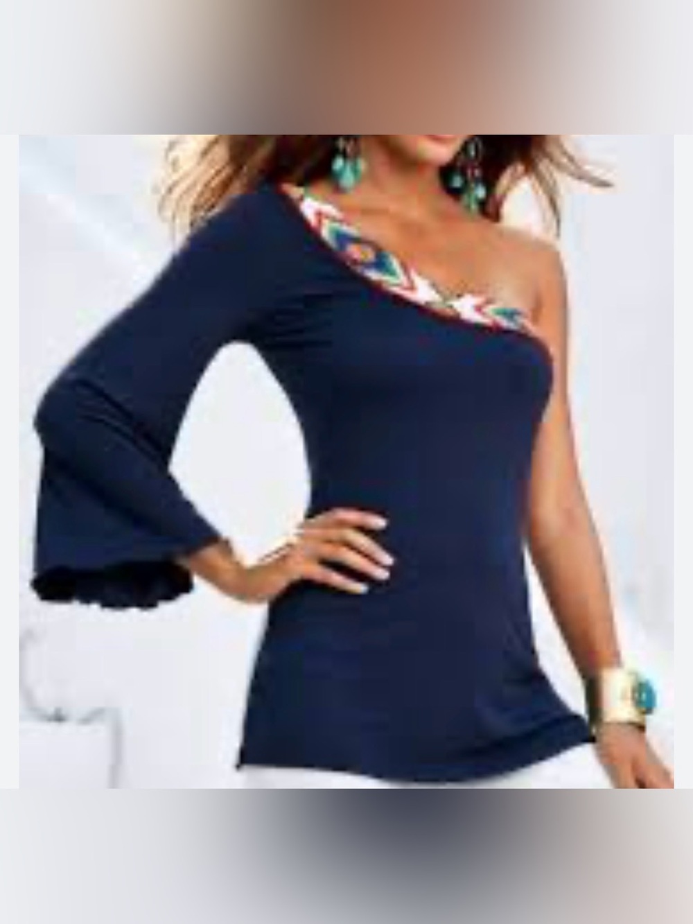Boston Proper Beaded One Shoulder